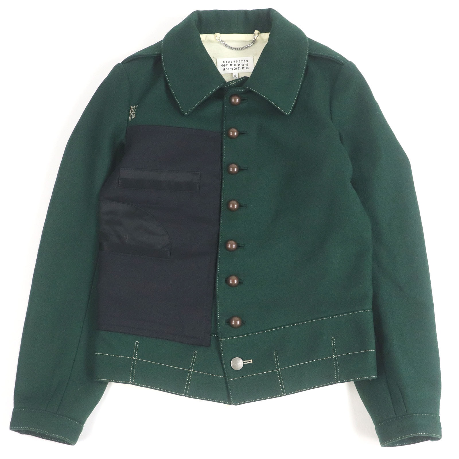 極美品 メゾンマルジェラ10
ジャケット Contrasting Panel Detail Jacket グリーン ブラック メンズ 44 S50AM0522