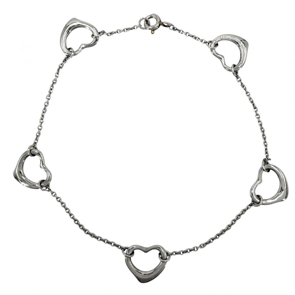 TIFFANY&Co. ティファニー ブレスレット エルサ・ペレッティ オープンハート 5P アクセサリー ジュエリー Pt950プラチナ    レディース 約7.3g【中古品】
