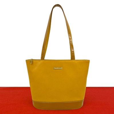 BURBERRY バーバリー ロゴ 金具 ノバチェック レザー トートバッグ イエロー
46291