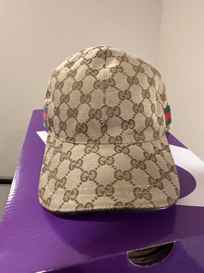 GUCCI Original GG Canvas Baseball Hat With Web "Beige/Ebony"