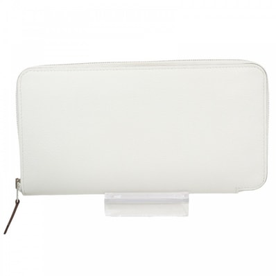 HERMES エルメス 長財布 アザップロングシルクイン ワイルド ロングウォレット ラウンドファスナー AZAP LONG SILK IN B レザー ホワイト 白 シルバー金具 レディース 2023年【中古品】