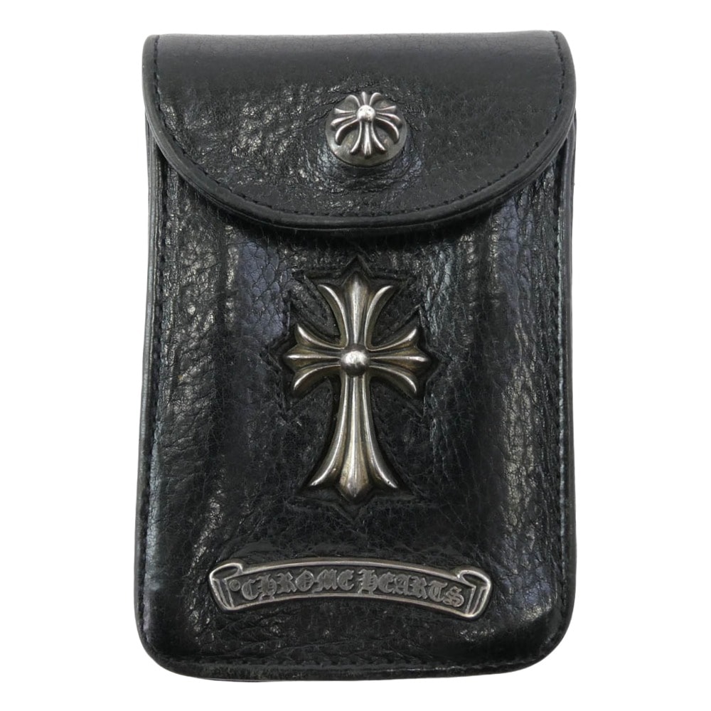 Chrome Hearts Small CH Cross Leather Cigarette Case "Black/Silver"