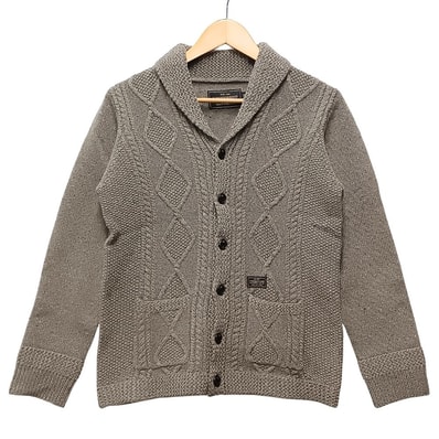 NEIGHBORHOOD ネイバーフッド 14AW OLD POINT CABLE / WN-CARDIGAN LS ウール ニット カーディガン グレー サイズ S 正規品 / 54782