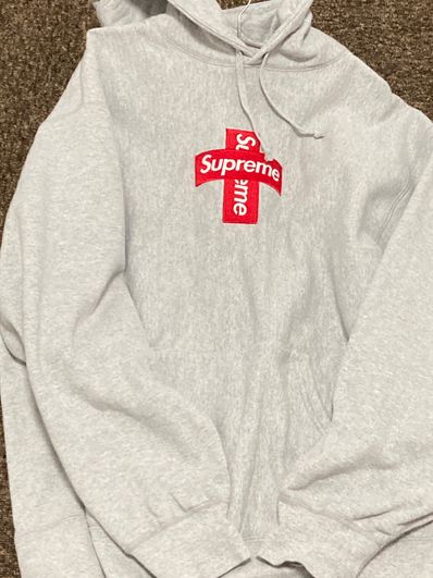 Supreme Cross Box Logo Hooded Sweatshirt "Grey"