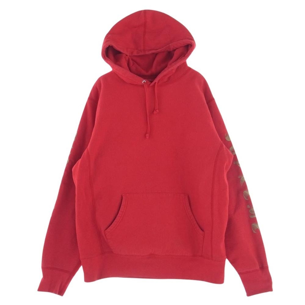 Supreme シュプリーム パーカー 18AW Gradient Sleeve Hooded Sweatshirt スリーブロゴ プルオーバー スウェット パーカー フーディー レッド系 M【中古】