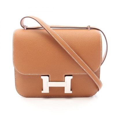 エルメス HERMES コンスタンス3 ミニ ゴールド ショルダーバッグ バッグ ヴォーエプソン ヴォーエプソン W刻印(2024年製造) レディース ブラウン系 【中古】
