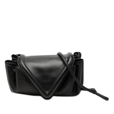 ボッテガヴェネタ ビーク 斜め掛け ショルダーバッグ ブラック レザー レディース BOTTEGAVENETA 【中古】