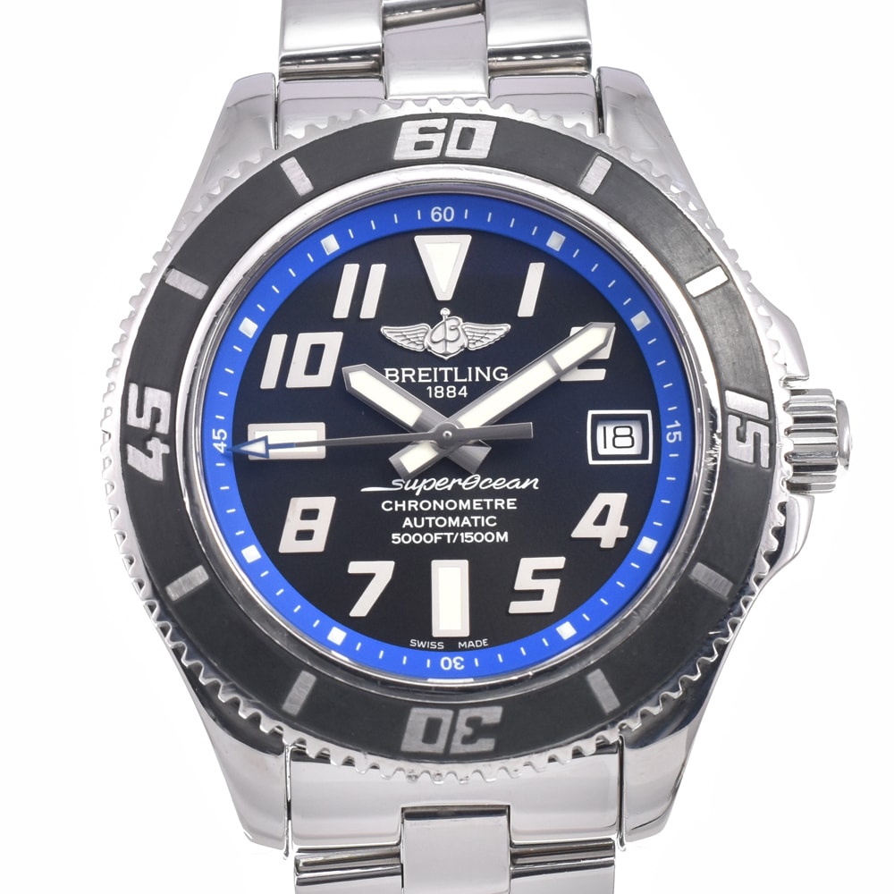 ブライトリング BREITLING A17364 スーパーオーシャン42 デイト ブラック 自動巻き メンズ 良品 保証書付き 腕時計 C#149554