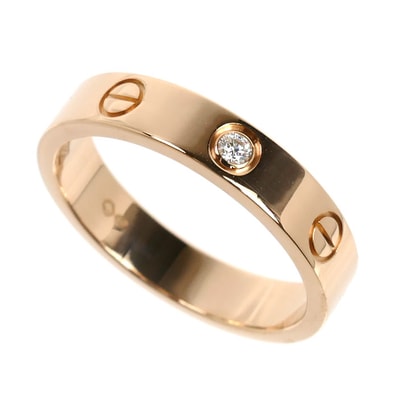 CARTIER カルティエ K18PG ピンクゴールド ミニラブ 1P ダイヤ リング・指輪 B4050753 ダイヤモンド 13号 53 4.5g レディース【中古】【美品】