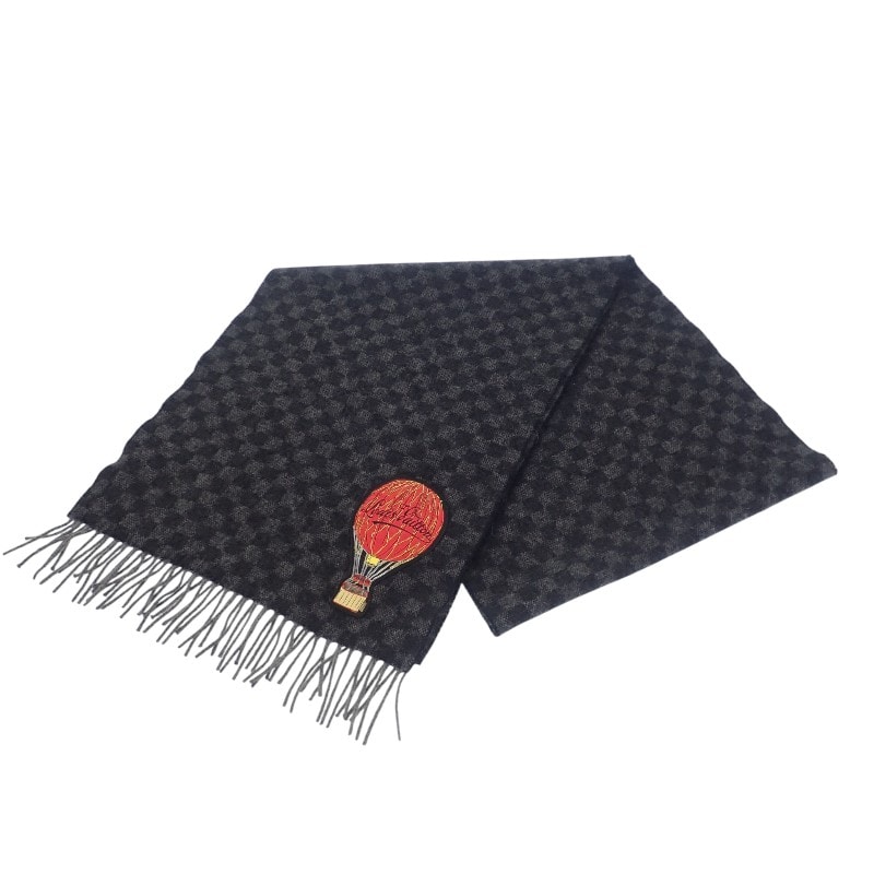 ルイヴィトン LOUIS VUITTON エシャルプ ダミエグラフィット マップ M75901 マフラー ウール アルパカ ブラック グレー メンズ【中古】【ABランク】