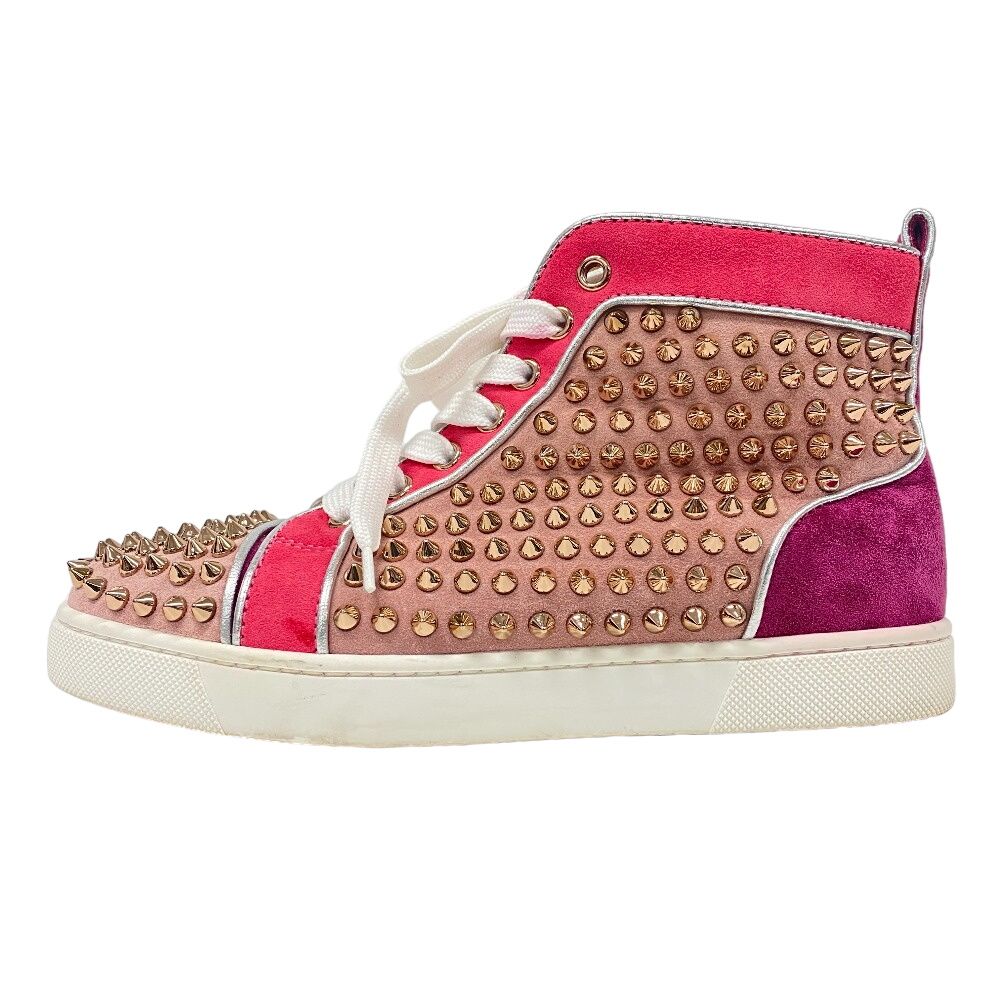 クリスチャンルブタン Christian Louboutin スニーカー スパイクスタッズ ハイカット ピンク