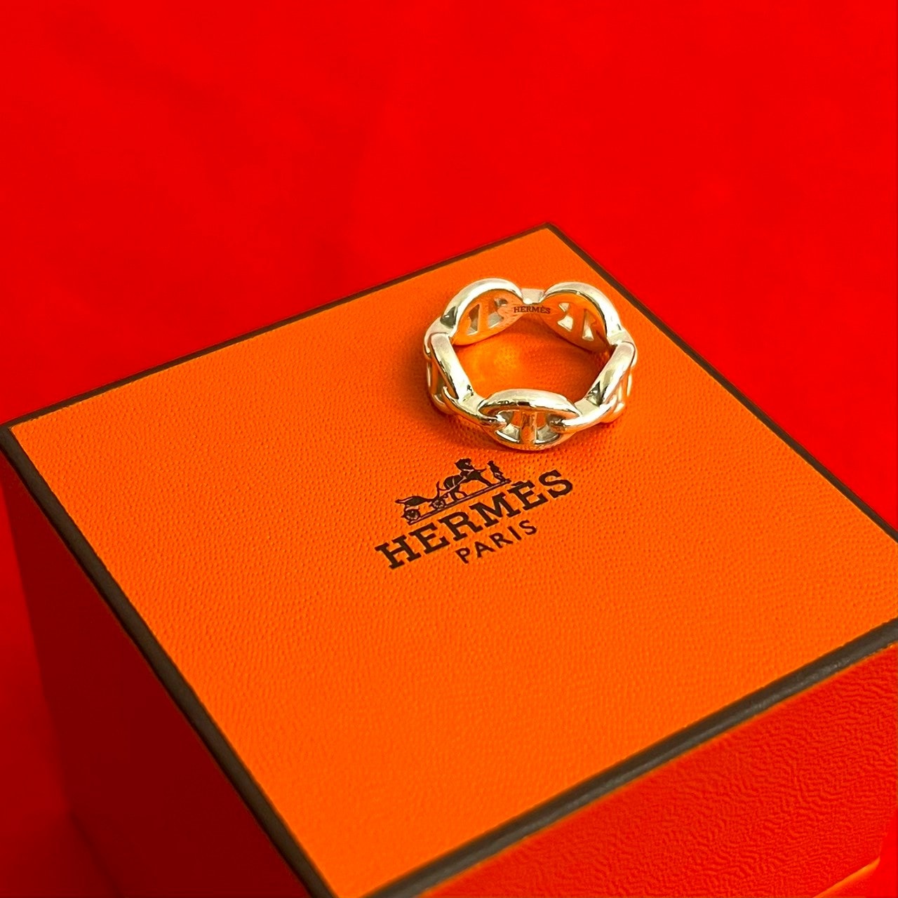 HERMES エルメス アンシェネ シルバー925 リング・指輪 8号 シルバー
 803-5