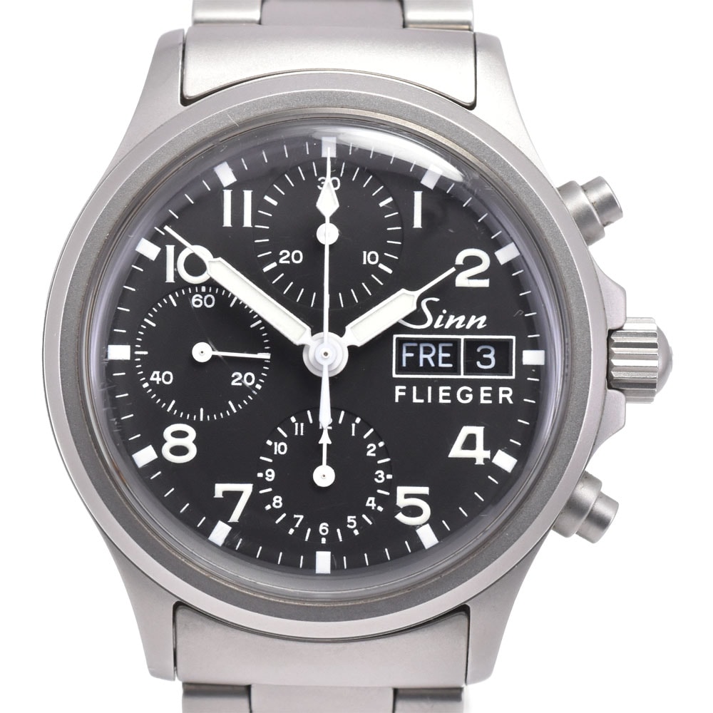 ジン Sinn 356.FLIEGER フリーガー クロノグラフ デイデイト 自動巻き メンズ 美品 箱付き B#146786