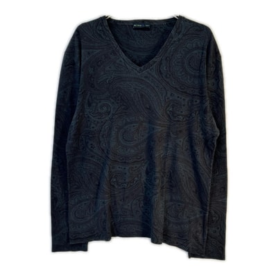 エトロ ブルー 152ー1Y320ー5538 ペイズリー 長袖 Vネック カットソー L