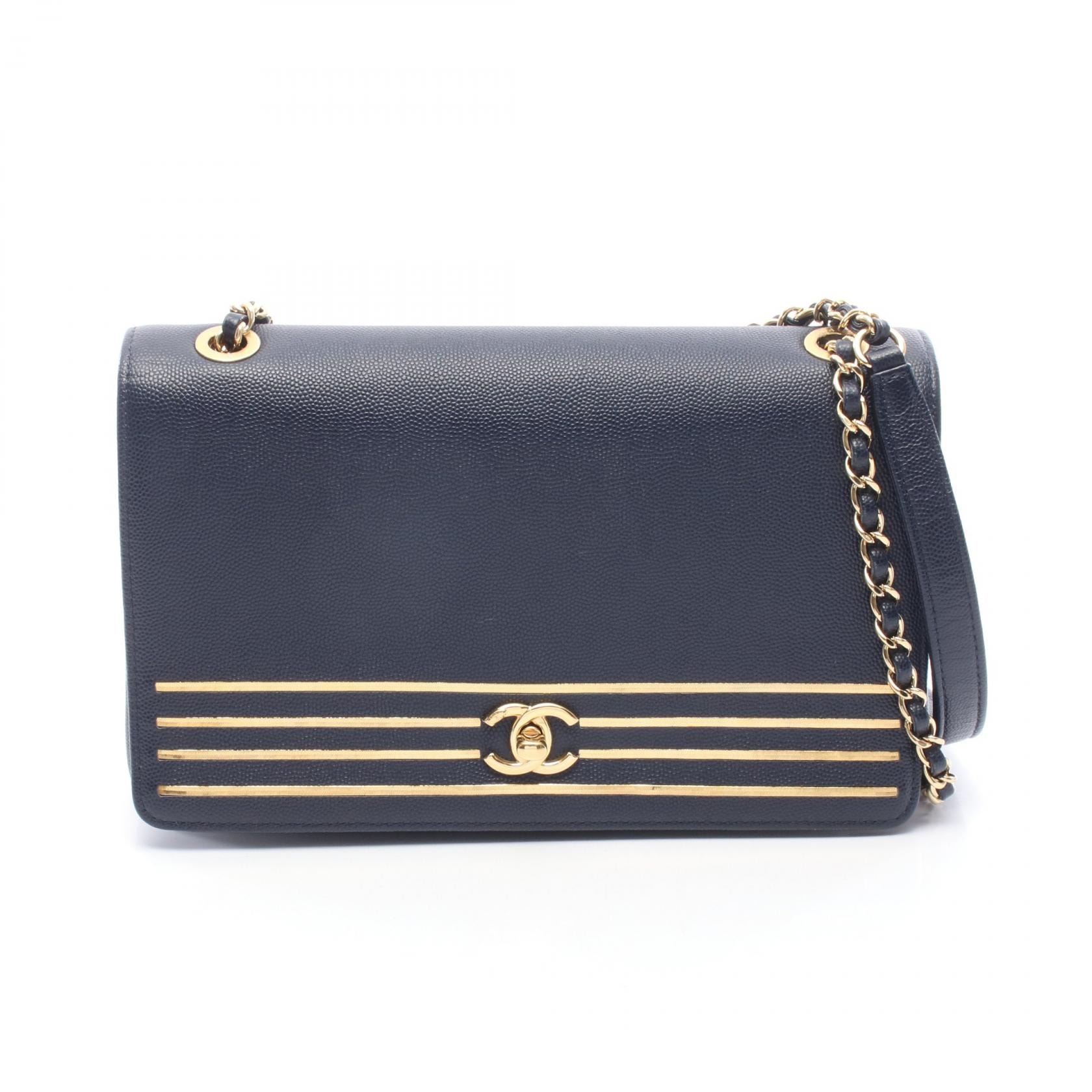 シャネル CHANEL ココマーク ショルダーバッグ バッグ キャビアスキン(グレインドカーフ) レディース ネイビー系 【中古】