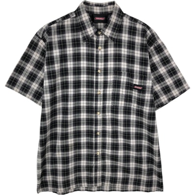 古着 ディッキーズ Dickies チェック柄 半袖 ワークシャツ ボックスシャツ メンズL相当/eaa668058