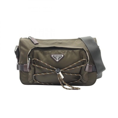 プラダ PRADA スピードロック ショルダーバッグ バッグ ナイロン レザー メンズ レディース カーキ系 / ブラウン系 【中古】