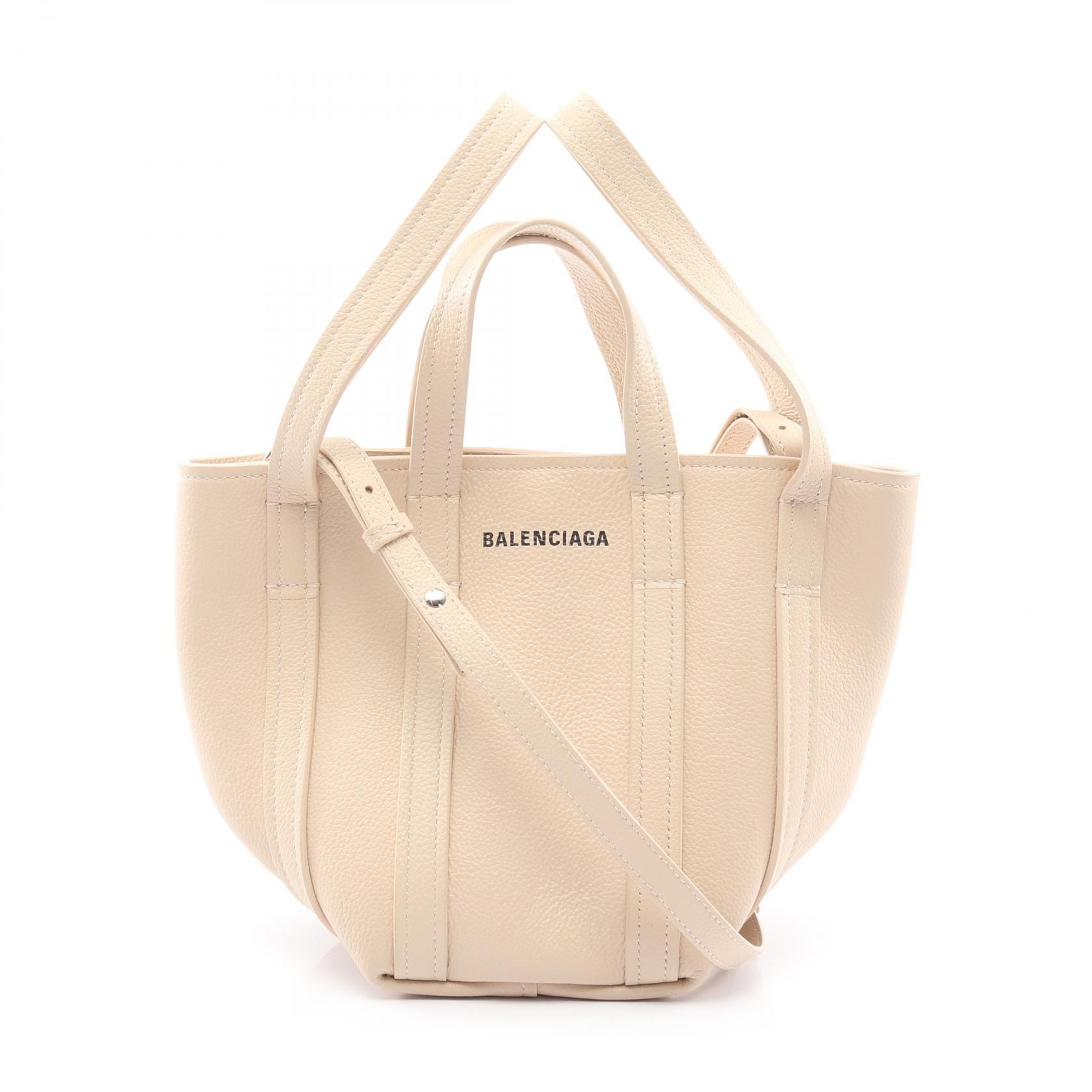 バレンシアガ BALENCIAGA Everyday XS North South 2WAY ハンドバッグ バッグ レザー レディース ベージュ系 672793 【中古】