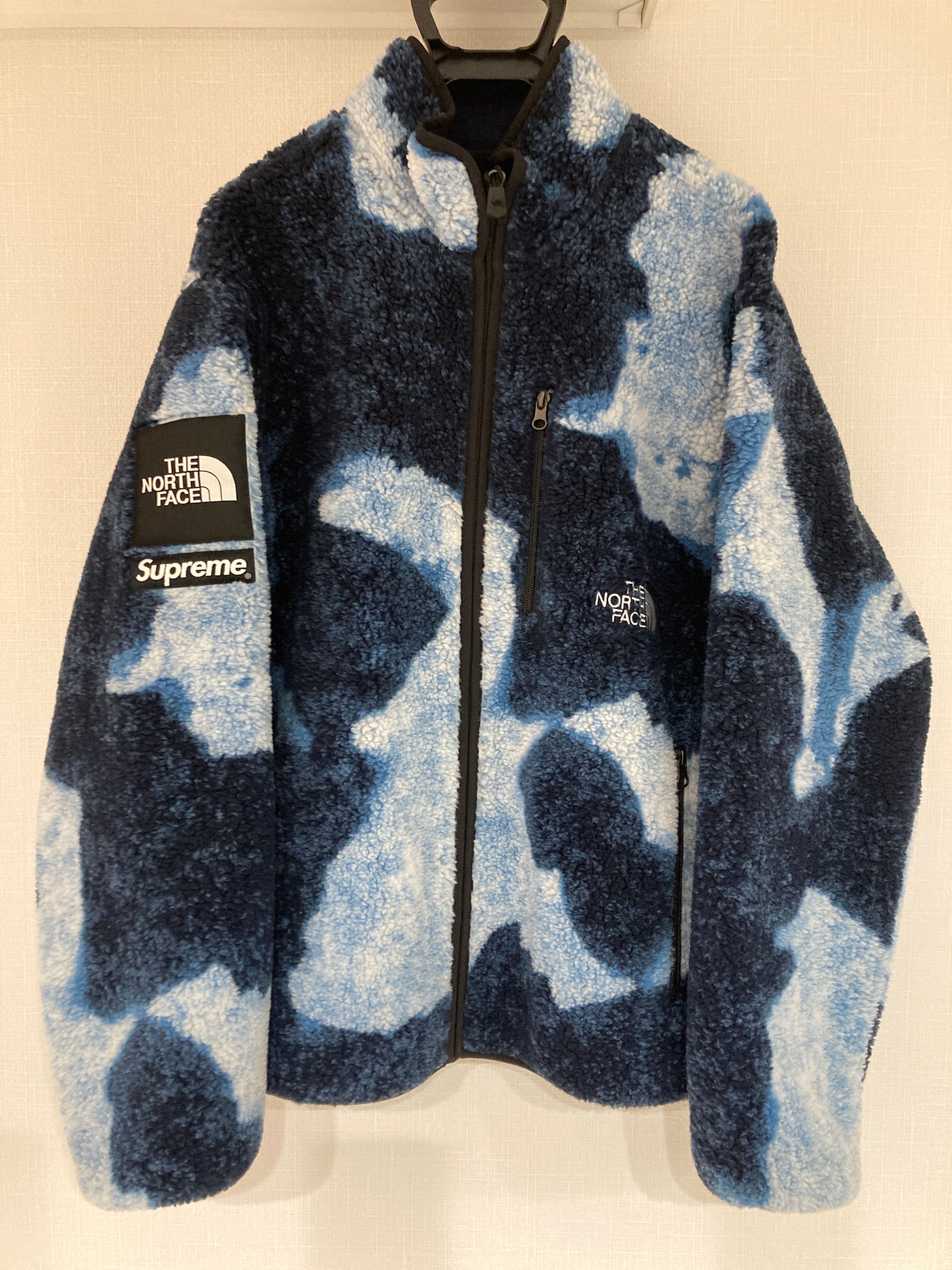 Supreme x The North Face Bleached Denim Print Fleece Jacket "Indigo"