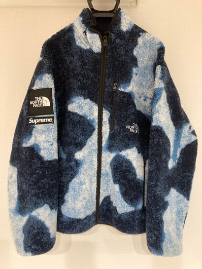 Supreme x The North Face Bleached Denim Print Fleece Jacket "Indigo"