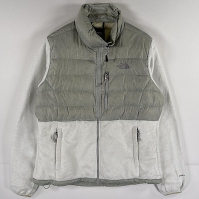 古着 ザ・ノースフェイス THE NORTH FACE フルジップフリースジャケット デナリ グースダウン 550fill M ホワイト レディース