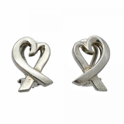 【6jcb0646】ティファニー イヤリング ラビングハート シルバー925【中古】レディース