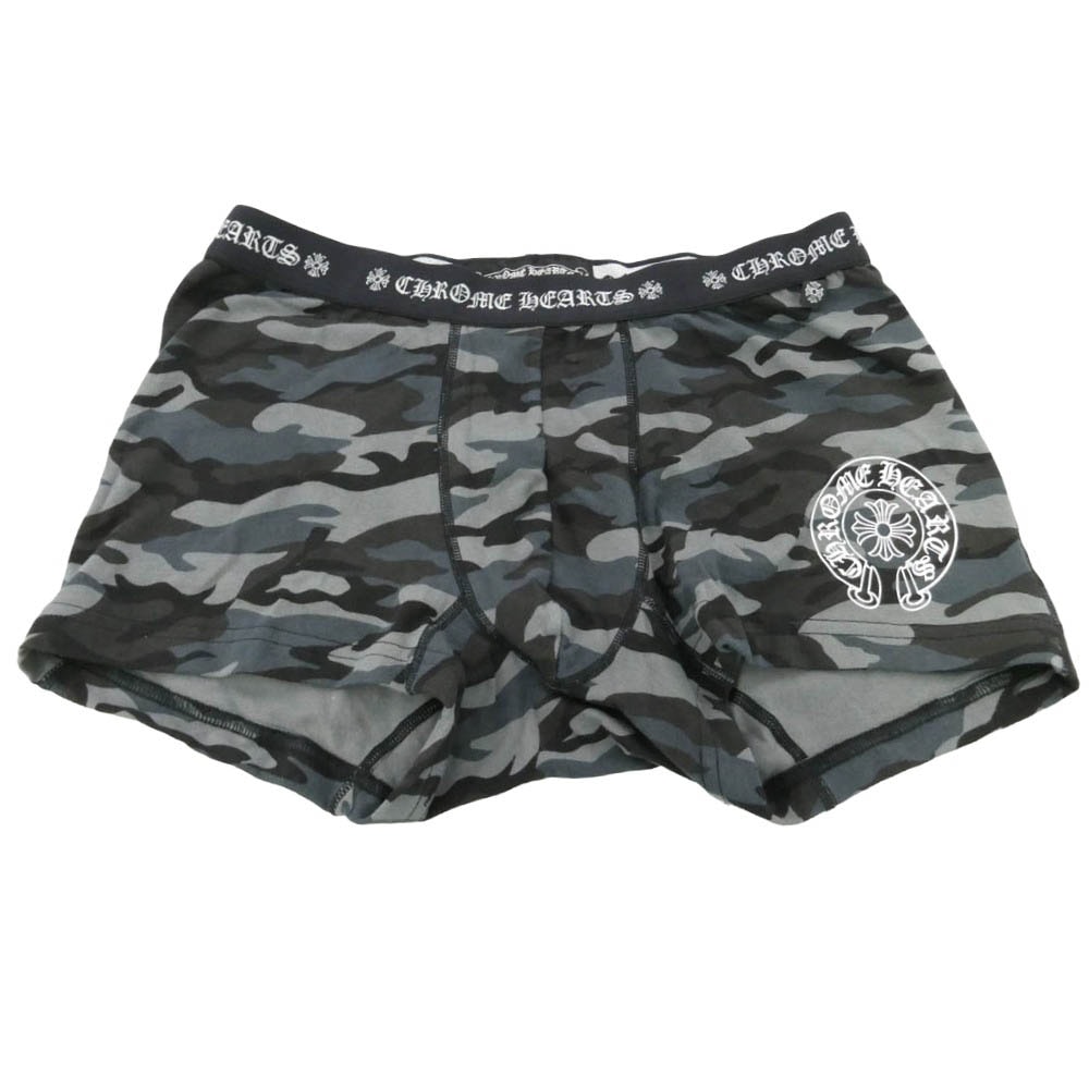 CHROME HEARTS クロムハーツ(原本無) ホースシュー CHプラス プリント ボクサーパンツ 迷彩柄 グレー系 L【新古品】【未使用】【中古】