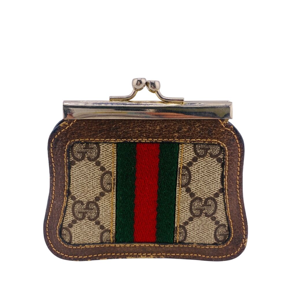 グッチ GUCCI コインケース シェリーライン GG がま口 オールドグッチ ブラウン