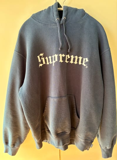 Supreme Washed Old English Hooded Sweatshirt "Navy"