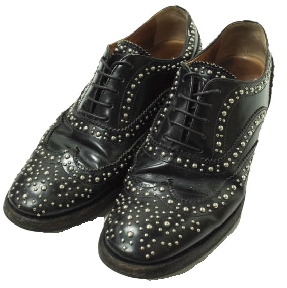 CHURCH'S チャーチ イタリア製 BURWOOD MET バーウッド メタルスタッズ ウイングチップシューズ 361/2(23.5cm) ブラック レースアップ シューズ lc31919