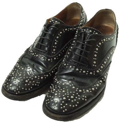 CHURCH'S チャーチ イタリア製 BURWOOD MET バーウッド メタルスタッズ ウイングチップシューズ 361/2(23.5cm) ブラック レースアップ シューズ lc31919