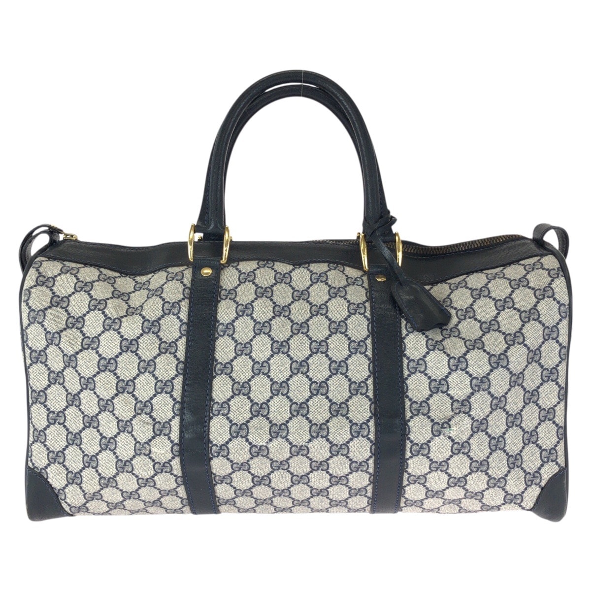 GUCCI グッチ ヴィンテージ オールドグッチ ネイビー ゴールド金具 GGスプリームキャンバス レザー/ ボストンバッグ トラベルバッグ 603247 【中古】