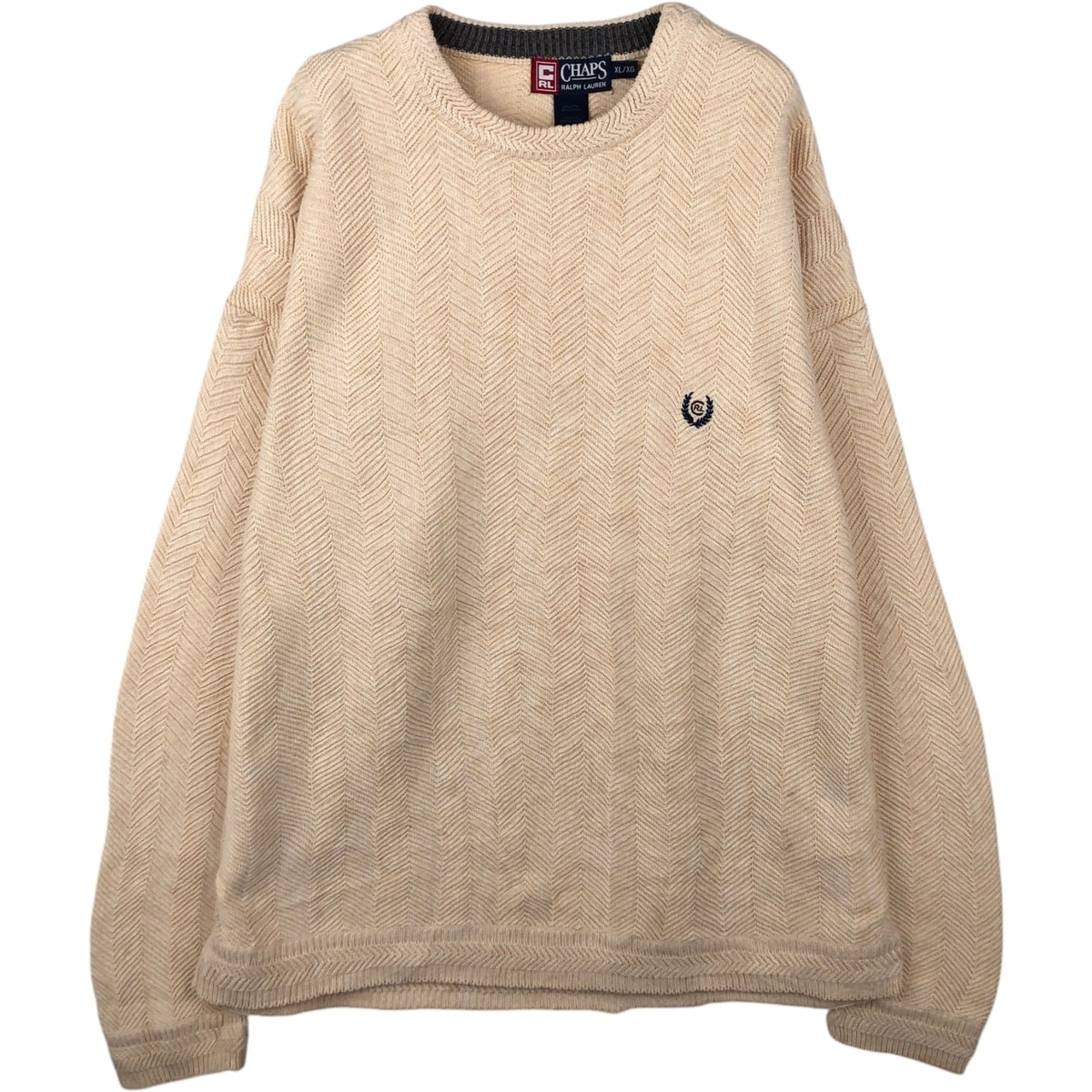 古着 ラルフローレン Ralph Lauren CHAPS チャップス ヘリンボーン コットンニットセーター メンズXL相当/eaa637137