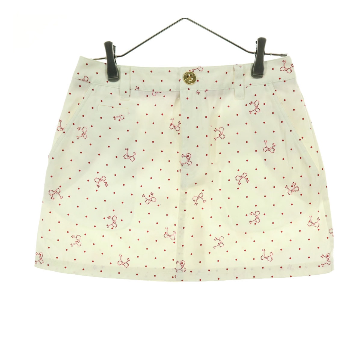 Samantha Thavasa サマンサタバサ 総柄 リボン柄 ミニ丈 スカート 38 ホワイト