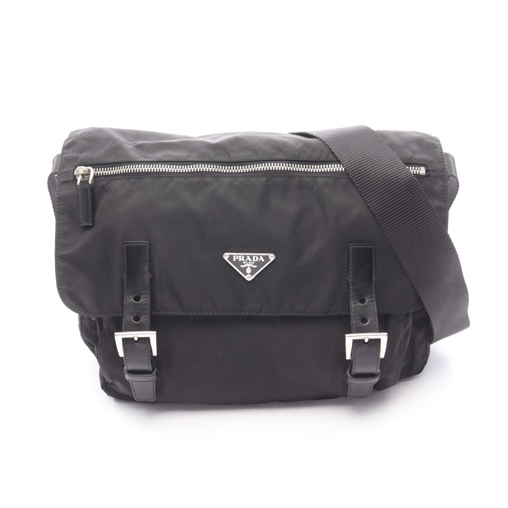 プラダ PRADA VELA SPORT ショルダーバッグ バッグ ナイロン サフィアーノレザー レディース ブラック系 BT6671 【中古】