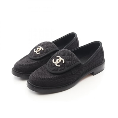 シャネル CHANEL ココマーク ローファー 靴 ファブリック レディース ブラック系 G40027 【中古】