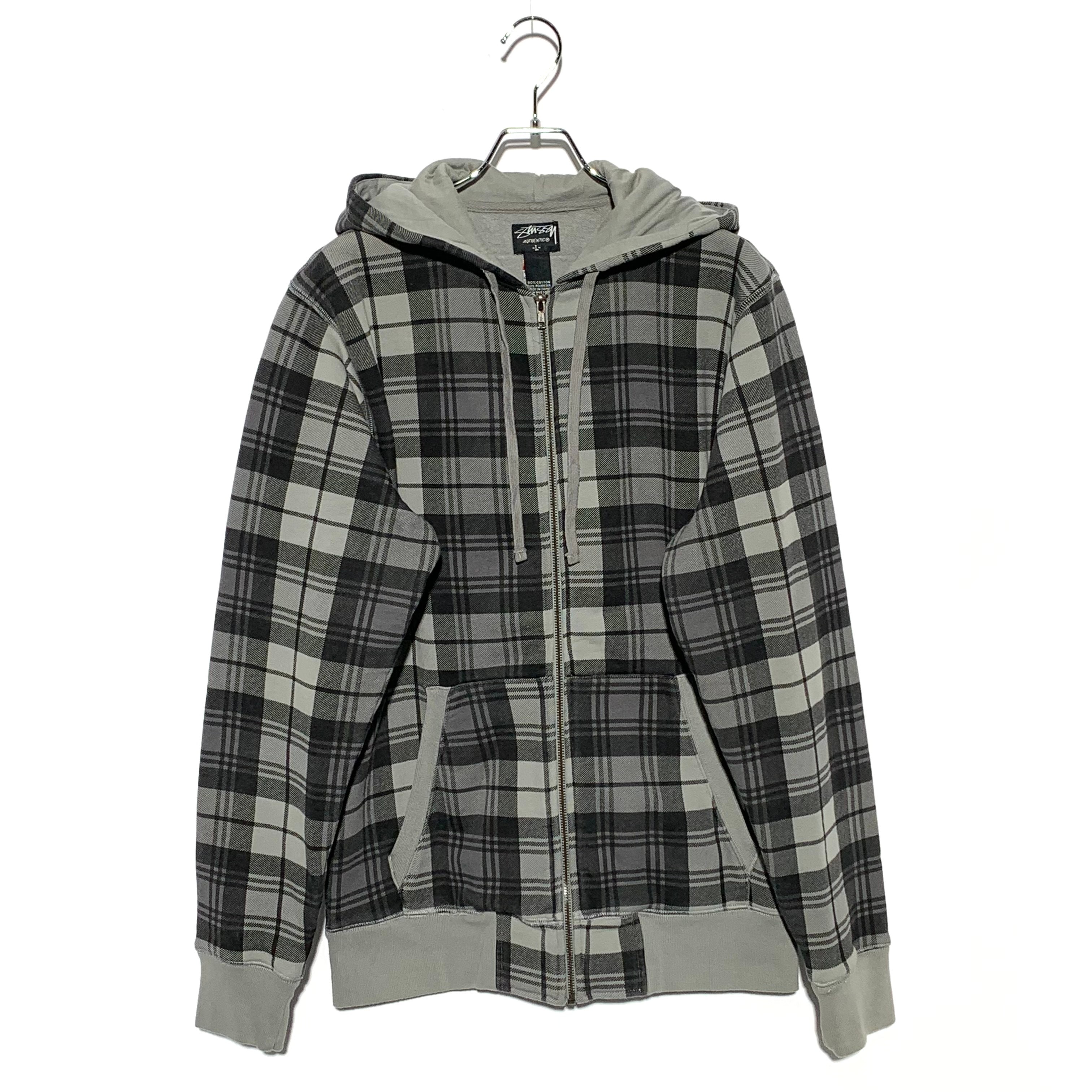 Stussy Plaid Block Check Zip-Up Hoodie "Gray"