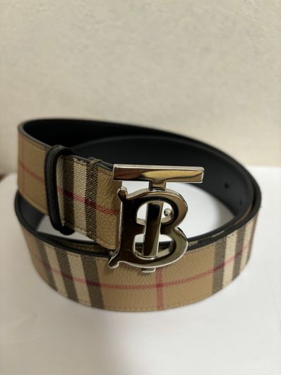 Burberry Reversible Monogram Motif Vintage Check Belt "Archive Beige/Black"