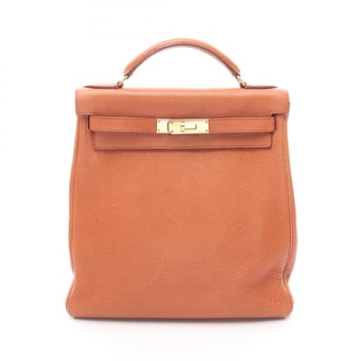 エルメス HERMES ケリーアドGM 内縫い ゴールド リュックサック バックパック バッグ レザー ブッフル ゴールド □E刻印(2001年製造) レディース ブラウン系 【中古】
