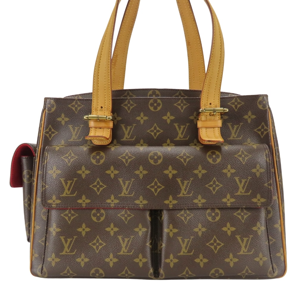 【中古】 ルイ・ヴィトン トートバッグ ミュルティプリ・シテ M51162 モノグラム ヌメ革 ブラウン 肩掛け 普段使い レディース 女性 LOUIS VUITTON