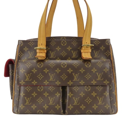 【中古】 ルイ・ヴィトン トートバッグ ミュルティプリ・シテ M51162 モノグラム ヌメ革 ブラウン 肩掛け 普段使い レディース 女性 LOUIS VUITTON