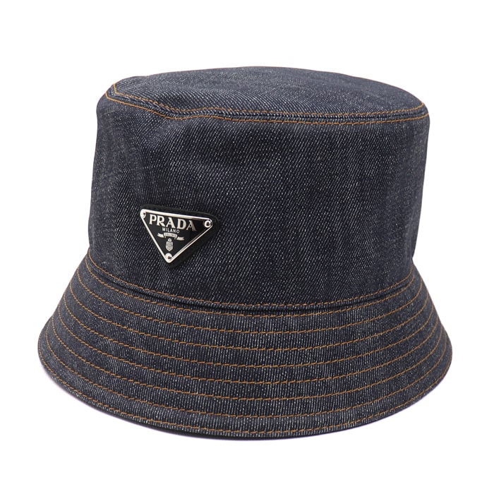 PRADA プラダ バケットハット デニム  ハット ネイビー 2HC137 15C7 F0008 L ユニセックス【中古】【美品】