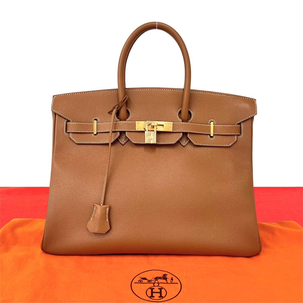 HERMES エルメス バーキン 35 クシュベル ハンドバッグ ゴールド ブラウン
605-9