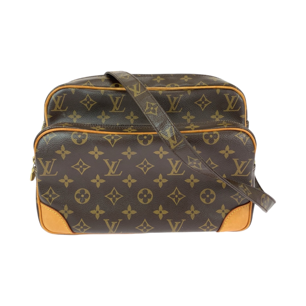 LOUIS VUITTON ルイヴィトン モノグラム ナイル ブラウン ゴールド金具 PVC レザー/ ショルダーバッグ ポシェット 408517 【中古】