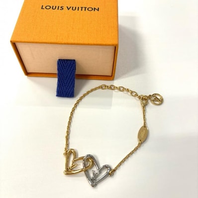 ルイ・ヴィトン LOUIS VUITTON ブラスレ ハート フォーリンラブ M00466 GP メタル ゴールド シルバー ブレスレット【鑑定済み】正規品