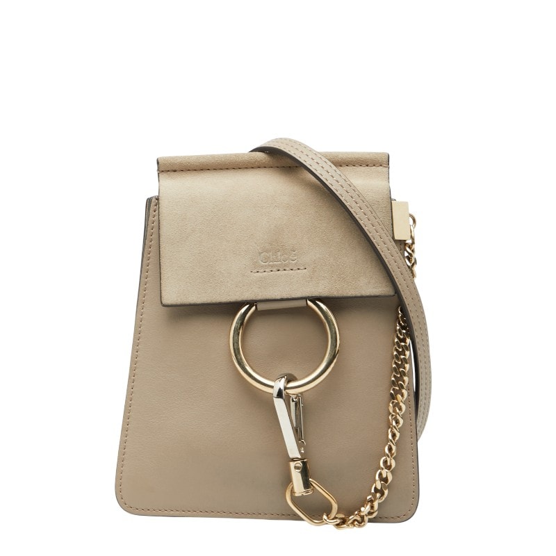 クロエ フェイ スモール 斜め掛け ショルダーバッグ ベージュ スウェード レザー レディース Chloe 中古