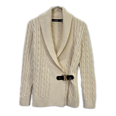 ローレン ラルフローレン アイボリー バックルド コットン セーター S