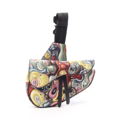 ディオール Dior DIOL × KENNY SCHARF SADDLE サドル ウエストバッグ ボディバッグ バッグ キャンバス レザー メンズ ブラック系 / マルチカラー 11199830 【中古】