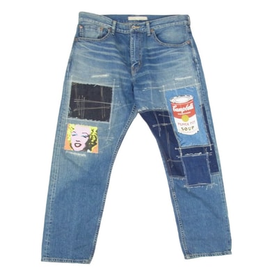 JUNYA WATANABE COMME des GARCONS MAN ジュンヤワタナベコムデギャルソンマン デニムパンツ 23SS WK-P015 セルヴィッチ アンディ・ウォーホル パッチワーク デニム パンツ インディゴブルー系 L【中古】