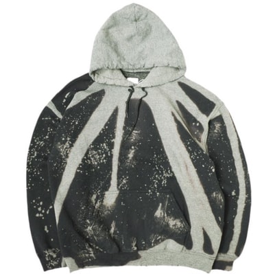 新品 SASQUATCHfabrix. サスクワァッチファブリックス 24AW 日本製 DESTROY HOODIE ハイパーブリーチ ダメージ加工スウェットプルオーバーパーカー 24AW-CSP-002 L BLACK 裏起毛 トップス g21928